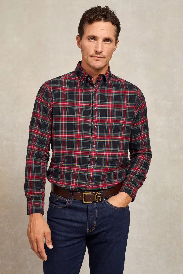 Holland Cooper Classic Button Down Shirt Sandringham Red Men Shirts