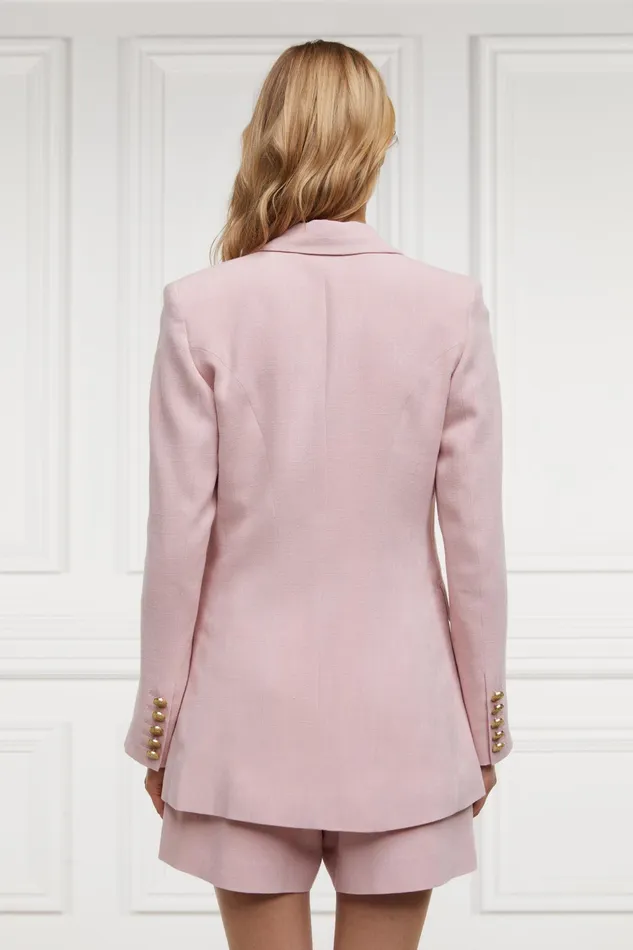 Holland Cooper Double Breasted Blazer Pink Linen Women Tailoring