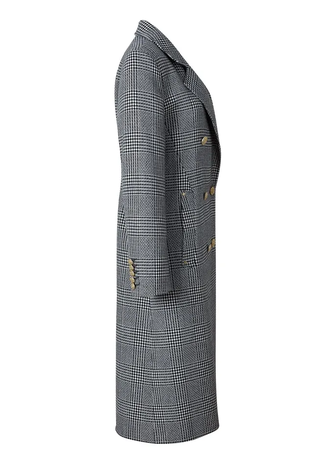 Holland Cooper Double Breasted Coat Prince Of Wales Mono Women Tailoring