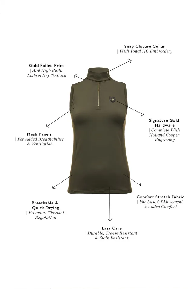 Holland Cooper Elite Sleeveless Base Layer Olive Women Base Layers Holland Cooper Elite Sleeveless Base Layer Olive Women Base Layers
