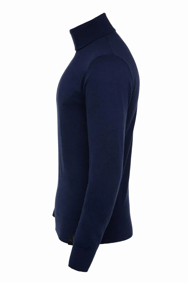 Holland Cooper Fine Roll Neck Knit Navy Men Knitwear Holland Cooper Fine Roll Neck Knit Navy Men Knitwear