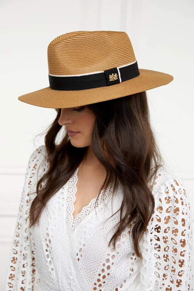 Holland Cooper Francesca Hat Camel Black Women Hats and Headbands Holland Cooper Francesca Hat Camel Black Women Hats and Headbands