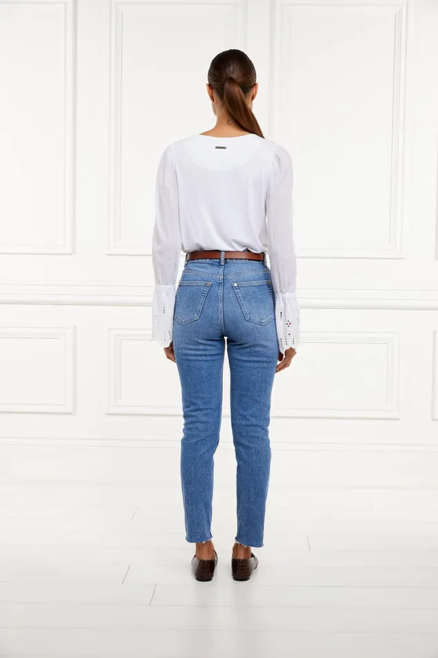 Holland Cooper Francesca Jersey Blouse White Women Tops Holland Cooper Francesca Jersey Blouse White Women Tops