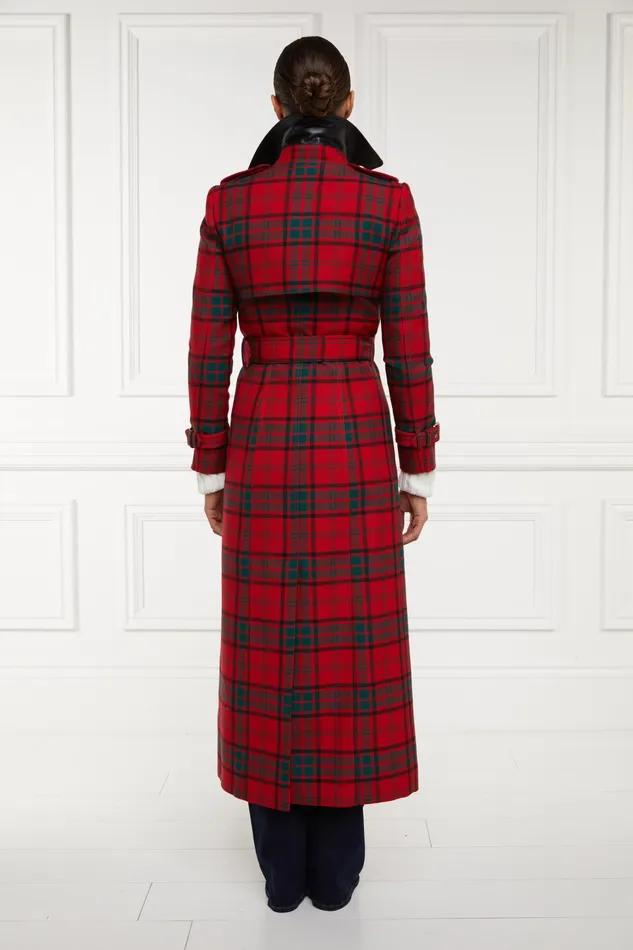 Holland Cooper Full Length Marlborough Trench Coat Red Tartan Women Tailoring