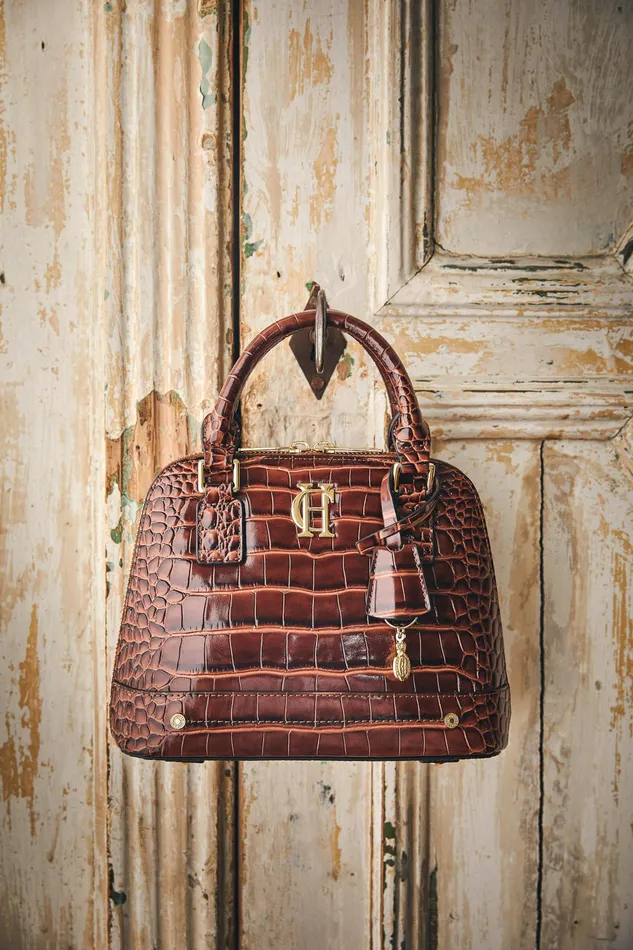 Holland Cooper Grovesnor Tote Bag Dark Tan Croc Women Tote Bags