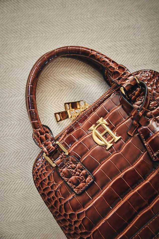 Holland Cooper Grovesnor Tote Bag Dark Tan Croc Women Tote Bags Holland Cooper Grovesnor Tote Bag Dark Tan Croc Women Tote Bags