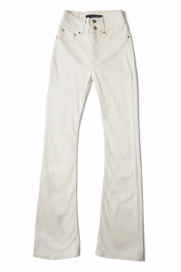 Holland Cooper High Rise Flared Jean Oatmeal Women Jeans Holland Cooper High Rise Flared Jean Oatmeal Women Jeans