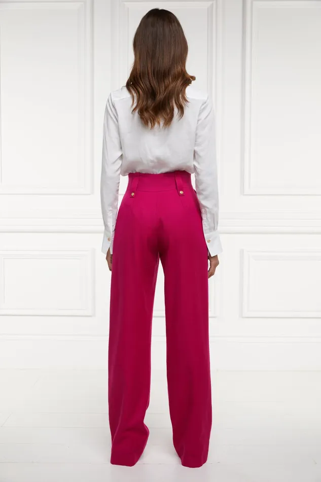 Holland Cooper High Waisted Straight Trouser Hot Pink Barathea Women Tailoring Holland Cooper High Waisted Straight Trouser Hot Pink Barathea Women Tailoring
