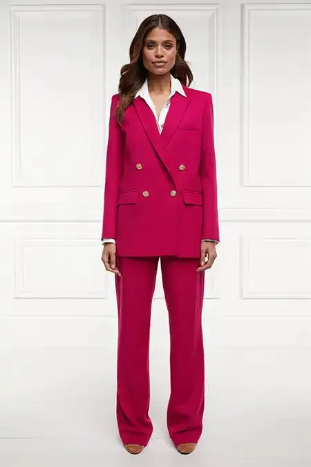 Holland Cooper High Waisted Straight Trouser Hot Pink Barathea Women Tailoring Holland Cooper High Waisted Straight Trouser Hot Pink Barathea Women Tailoring