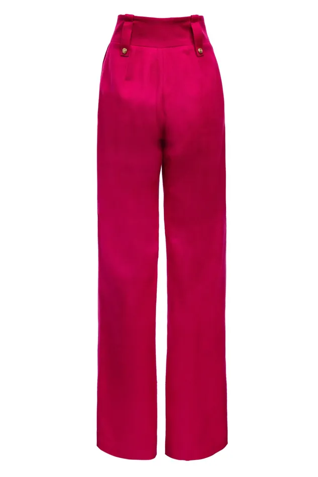 Holland Cooper High Waisted Straight Trouser Hot Pink Barathea Women Tailoring Holland Cooper High Waisted Straight Trouser Hot Pink Barathea Women Tailoring