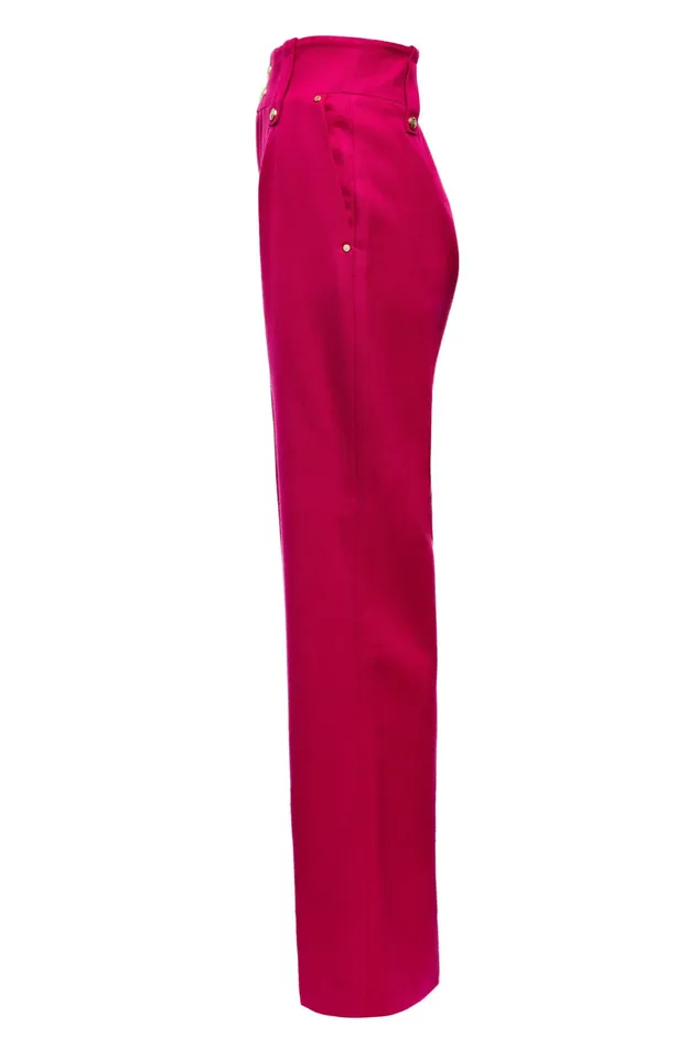 Holland Cooper High Waisted Straight Trouser Hot Pink Barathea Women Tailoring Holland Cooper High Waisted Straight Trouser Hot Pink Barathea Women Tailoring