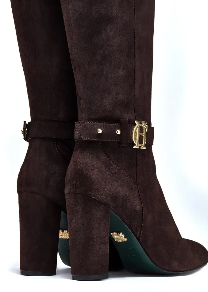 Holland Cooper Marlborough Knee Boot Chocolate Women Boots