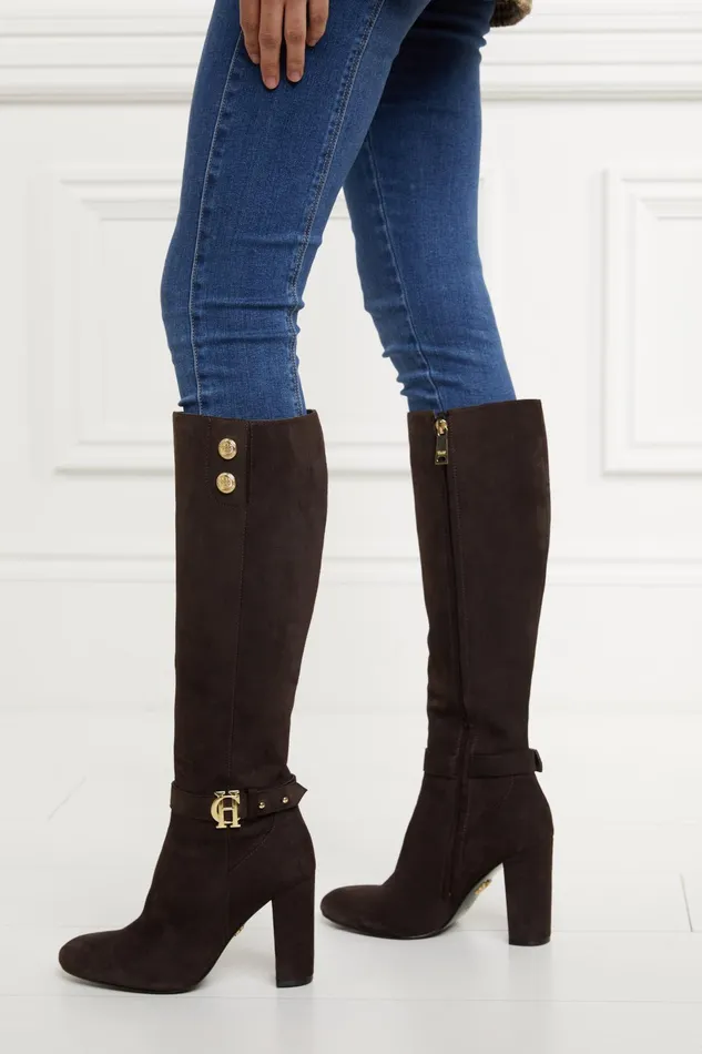 Holland Cooper Marlborough Knee Boot Chocolate Women Boots