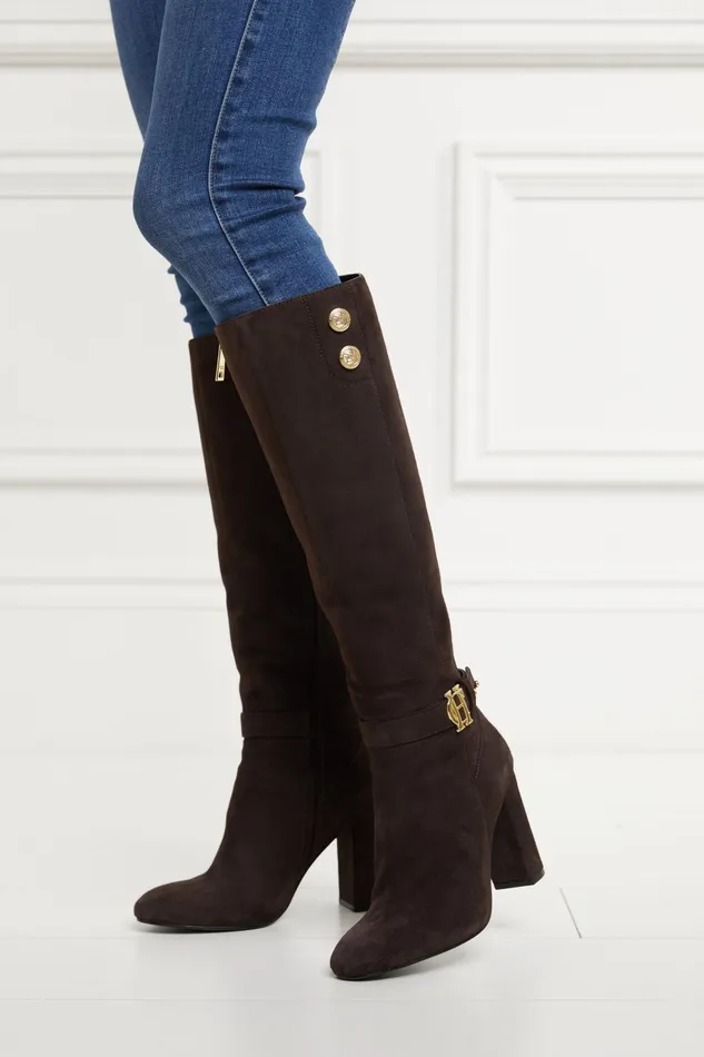 Holland Cooper Marlborough Knee Boot Chocolate Women Boots