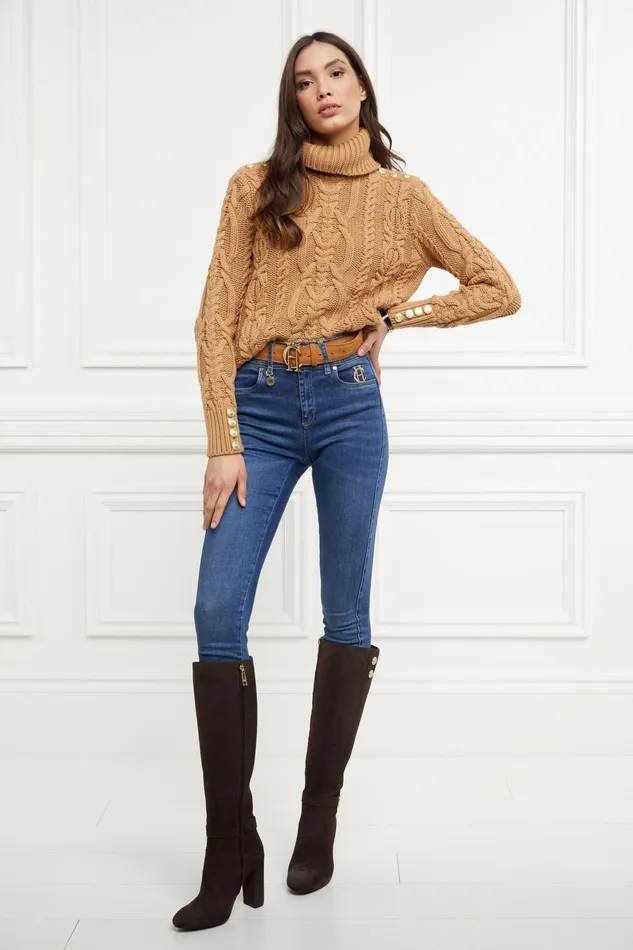 Holland Cooper Marlborough Knee Boot Chocolate Women Boots