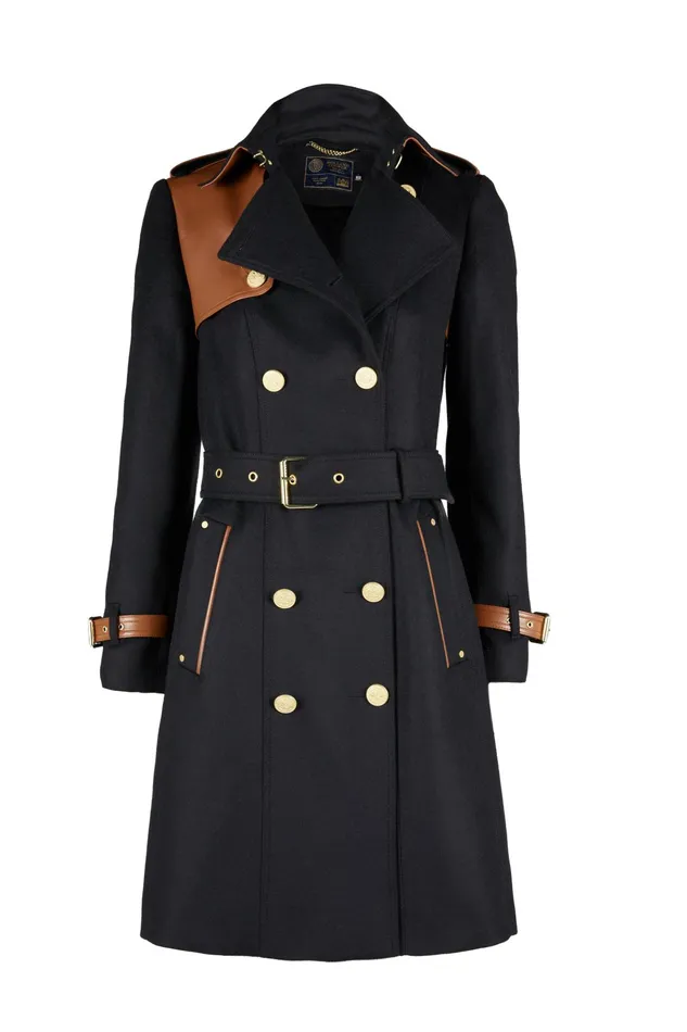 Holland Cooper Marlborough Trench Coat Soft Black Tan Women Tailoring