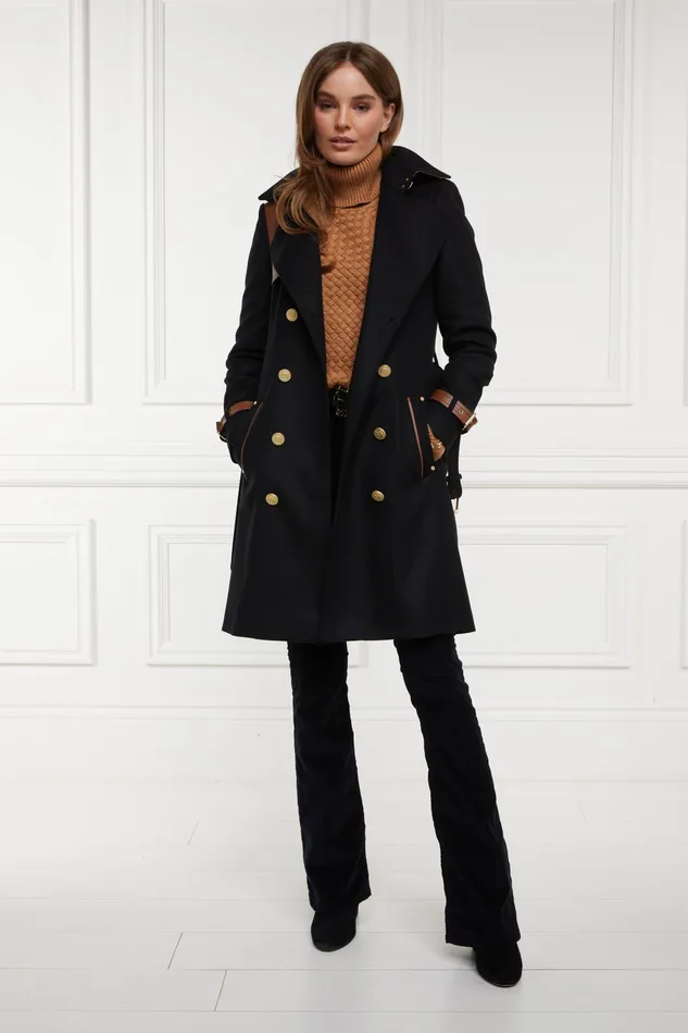 Holland Cooper Marlborough Trench Coat Soft Black Tan Women Tailoring