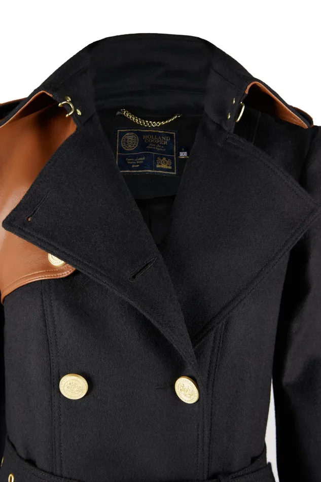Holland Cooper Marlborough Trench Coat Soft Black Tan Women Tailoring