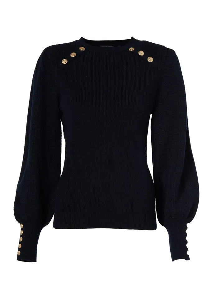 Holland Cooper Naomi Crew Neck Knit Ink Navy Women Knitwear Holland Cooper Naomi Crew Neck Knit Ink Navy Women Knitwear