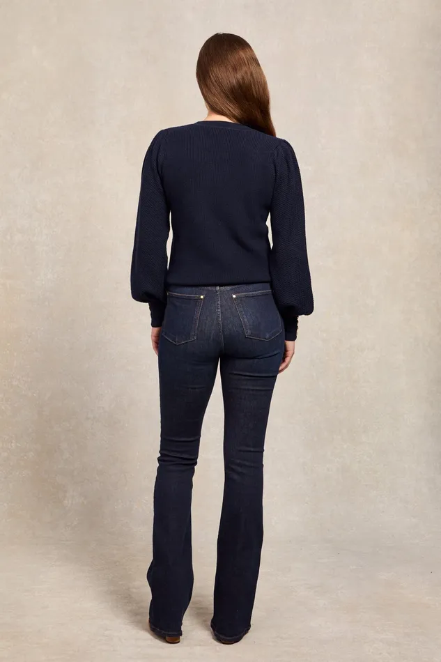 Holland Cooper Naomi Crew Neck Knit Ink Navy Women Knitwear Holland Cooper Naomi Crew Neck Knit Ink Navy Women Knitwear