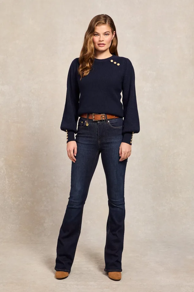 Holland Cooper Naomi Crew Neck Knit Ink Navy Women Knitwear Holland Cooper Naomi Crew Neck Knit Ink Navy Women Knitwear