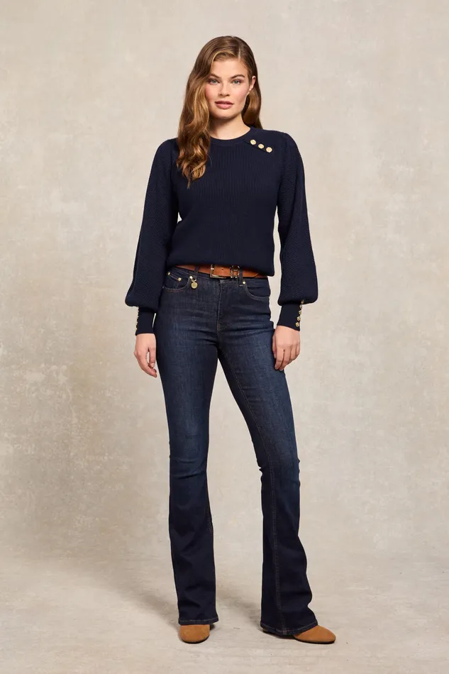 Holland Cooper Naomi Crew Neck Knit Ink Navy Women Knitwear Holland Cooper Naomi Crew Neck Knit Ink Navy Women Knitwear