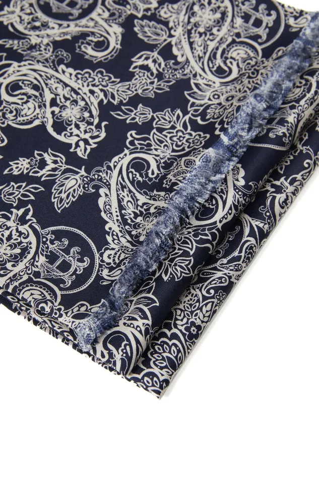 Holland Cooper S Silk Scarf Ink Navy Cream Paisley Men Scarves