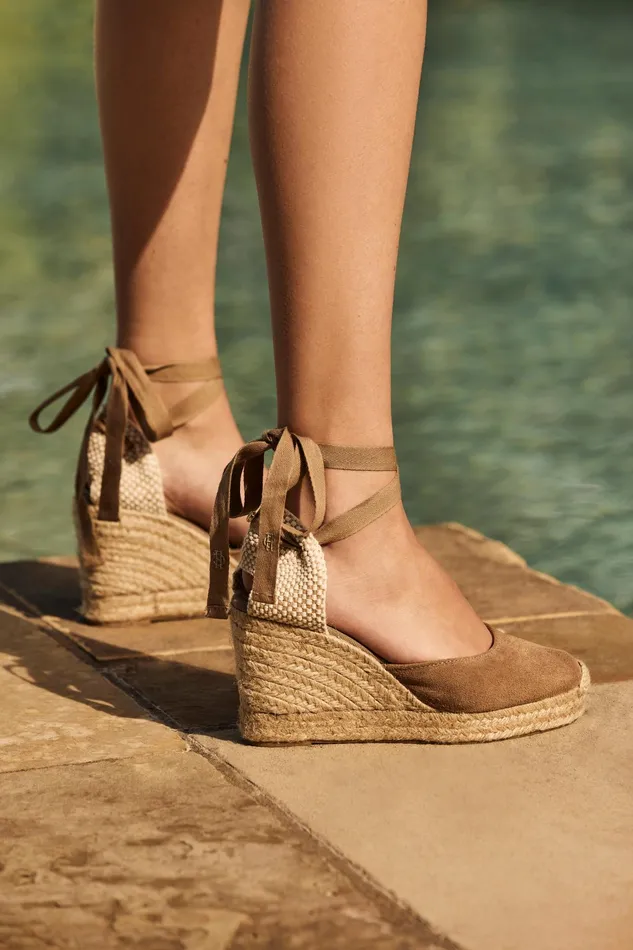 Holland Cooper Seville Wedge Sandal Taupe Women Espadrilles