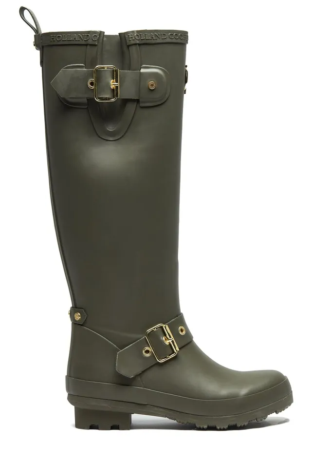 Holland Cooper Sherpa Lined Regency Wellington Matte Green Women Wellington Boots