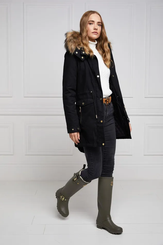 Holland Cooper Sherpa Lined Regency Wellington Matte Green Women Wellington Boots