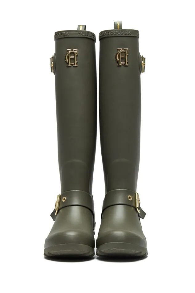 Holland Cooper Sherpa Lined Regency Wellington Matte Green Women Wellington Boots