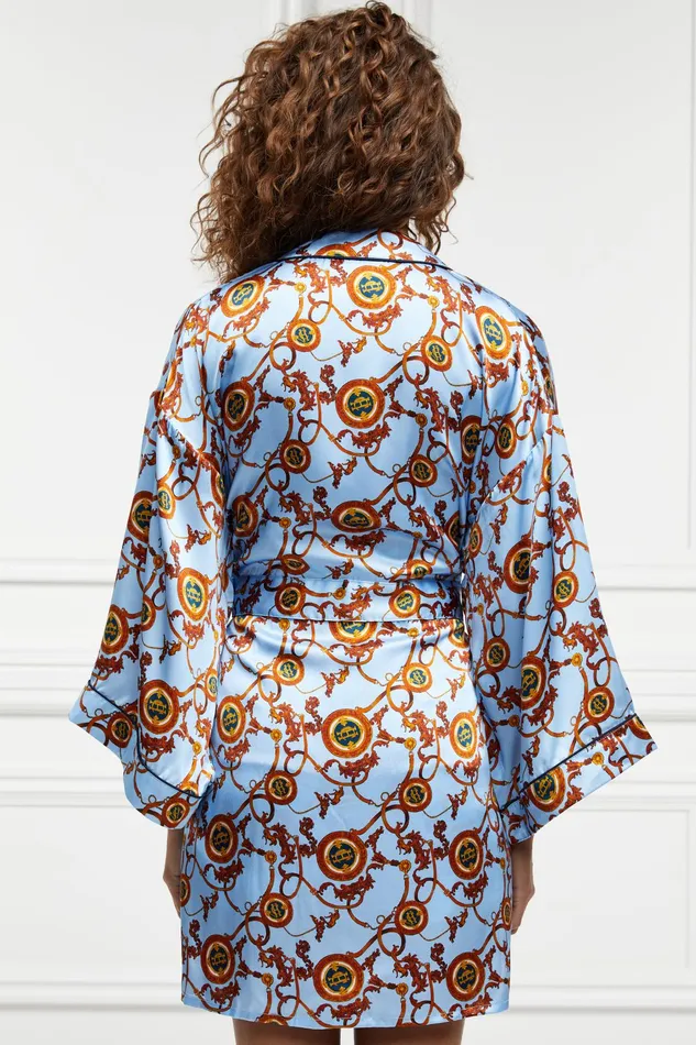 Holland Cooper Silk Dressing Gown Sky Blue Women Sleepwear Holland Cooper Silk Dressing Gown Sky Blue Women Sleepwear