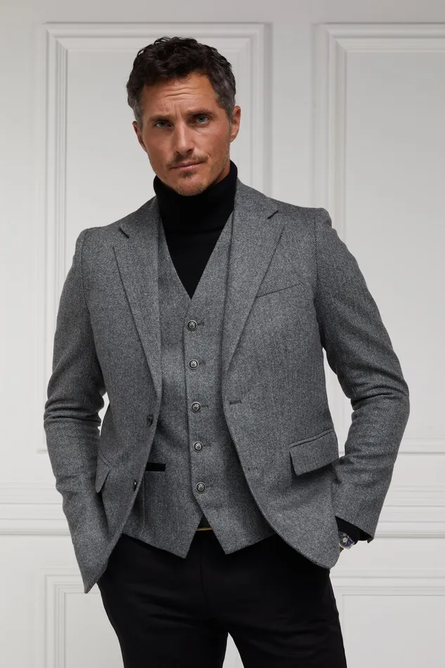 Holland Cooper The Single Breasted Blazer Mono Herringbone Men Blazers Holland Cooper The Single Breasted Blazer Mono Herringbone Men Blazers