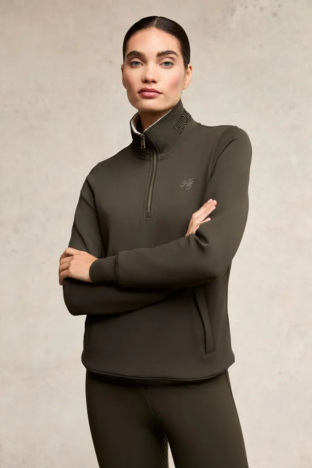 Holland Cooper Training Henley Dark Olive Women Jackets Holland Cooper Training Henley Dark Olive Women Jackets