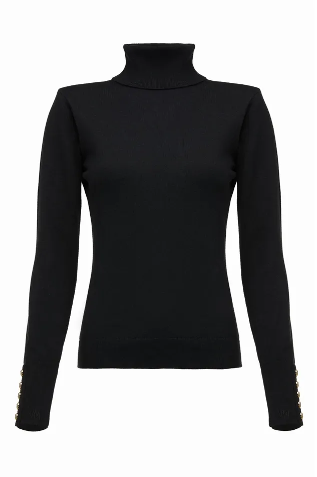 Holland Cooper Victoria Cashmere Roll Neck Black Women Knitwear Holland Cooper Victoria Cashmere Roll Neck Black Women Knitwear