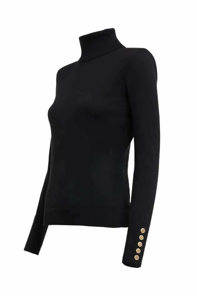 Holland Cooper Victoria Cashmere Roll Neck Black Women Knitwear Holland Cooper Victoria Cashmere Roll Neck Black Women Knitwear
