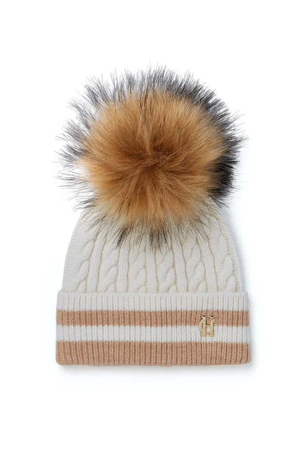 Holland Cooper Zoe Bobble Hat Cream Women Hats and Headbands