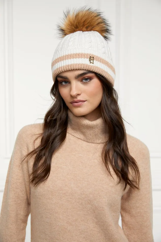 Holland Cooper Zoe Bobble Hat Cream Women Hats and Headbands Holland Cooper Zoe Bobble Hat Cream Women Hats and Headbands