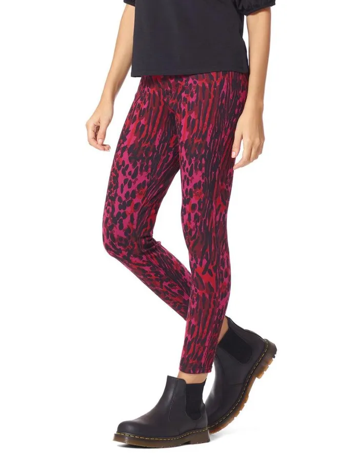 Hue Cheerful Cheetah Denim High Rise Legging Magenta Women Denim