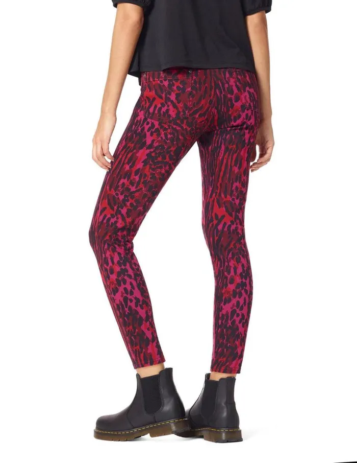 Hue Cheerful Cheetah Denim High Rise Legging Magenta Women Denim