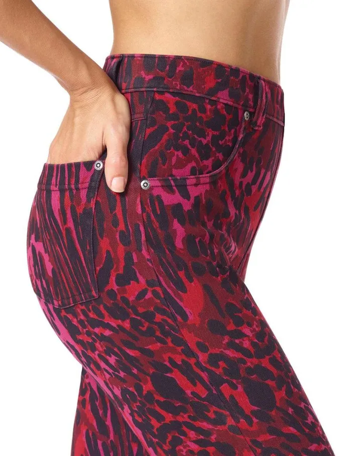 Hue Cheerful Cheetah Denim High Rise Legging Magenta Women Denim