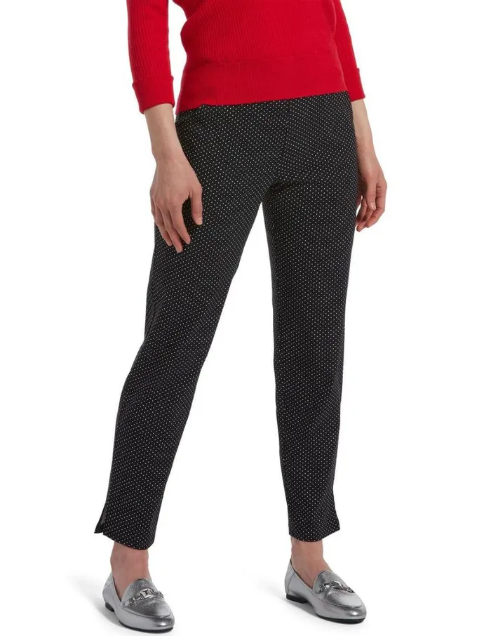 Hue Classic Polka Dot Temp Tech Trouser Legging Black Women Trousers