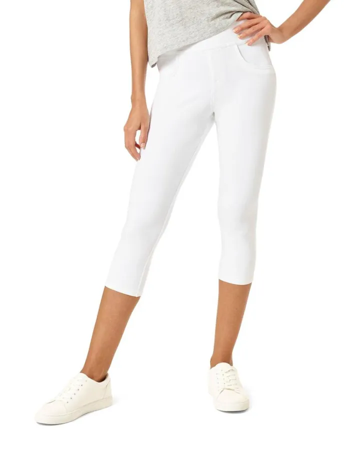 Hue Game Changing HiRise Capri White Women Denim