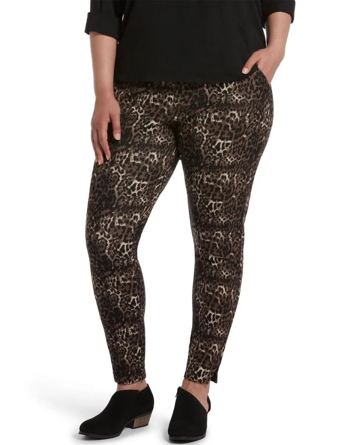 Hue Leopard Ponte 78 Leggings Brown Women Ponte