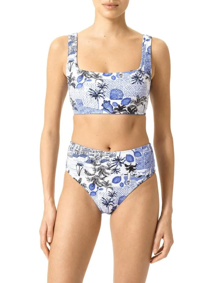 Hue Ocean City Reversible Sporty Bikini Top Wedgewood Women Tops