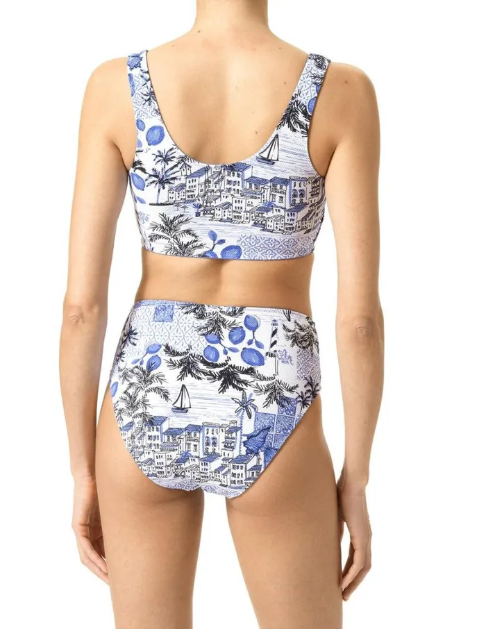 Hue Ocean City Reversible Sporty Bikini Top Wedgewood Women Tops