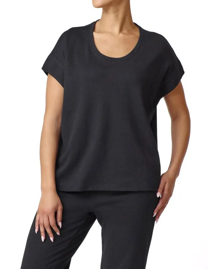 Hue Wear Ever U R Boxy Short Sleeve Tee Black Women Plus Size