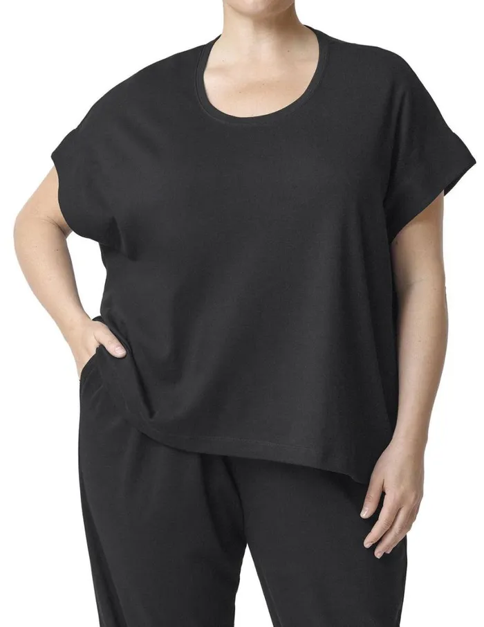 Hue Wear Ever U R Boxy Short Sleeve Tee Black Women Plus Size