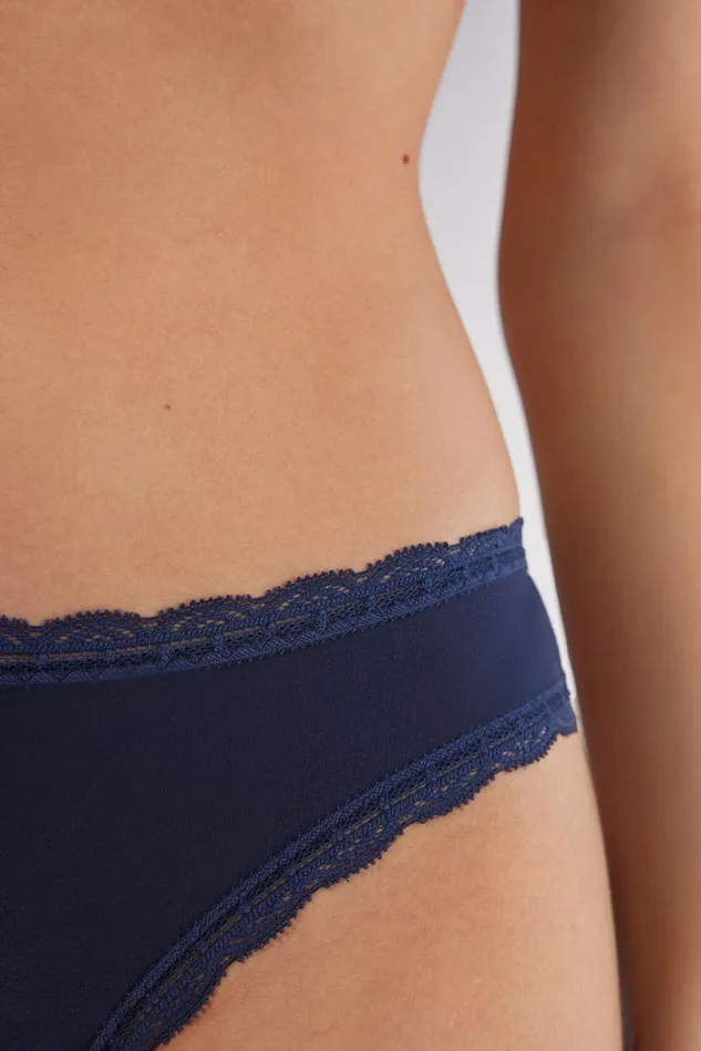 Intimissimi Bikini Panties Women Cotton And Lace Panties Blue 1467 8211 Intense Blue