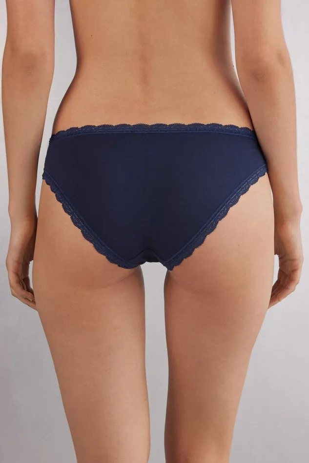 Intimissimi Bikini Panties Women Cotton And Lace Panties Blue 1467 8211 Intense Blue